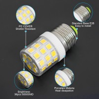 Mini Led E26 Bulb 6W Replacement 40W-60W Refrigerator Lamp Daylight White 5000K 800Lm Ac100-265V Compact Corn T10 Fridge Light Medium Screw Base Non-Dimmable Freezer Appliance Waterproof (Pack Of 1)