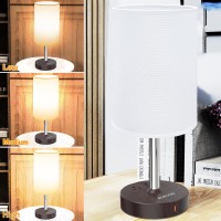 Bedside Lamp Touch Control Table Lamp With Usb C A Charging Port 2Ac Outlet 3 Way Dimmable Bedside Nightstand Lamps With Rou