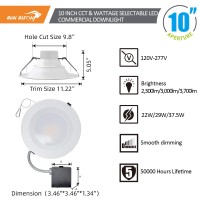 10 Inch Recessed Led Commercial Downlight With Jbox Wattage Adjustable 2229375W 3 Color Selectable 3000K5000K 120277V 0