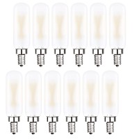 Sunaiony Dimmable T6 Led Bulb 25W Candelabra 2W E12 Edison Light Bulbs Soft White 3000K, T25 Mini Tubular Frosted Glass Led Filament Chandelier Light Bulbs, 12 Pack