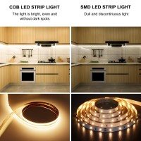 Axmotut Cob Led Strip Light Warm White, High Bright Led Strips With 2400Leds, Rf Remote And Ul Power Supply, 3000K Dimmable Led Lights For Bedroom, Kitchen, Diy Home Decoration