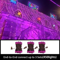 Lamphome Superbright Extendable Purple Halloween Lights Decoration 300Lights 638Ft2Pk Of 150L Ul Certified Mini Bulb String