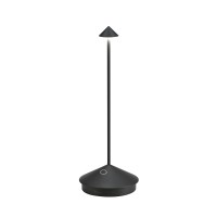 Zafferano Pina Pro Cordless Led Table Lamp (Black) Powder-Coated Aluminum, Touch Dimmable, Indoor Outdoor, Contact Charging Base, Usa Plug, 114A 29Cm