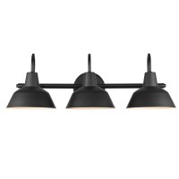 Globe Electric 65554 Barnyard 3Light Vanity Light Matte Black White Interior Shades