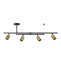 Globe Electric 57501 4Light Track Lighting Matte Black Matte Brass Track Heads Center Swivel Bar 4 Bulb Kitchen Light Ceil