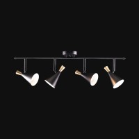 Globe Electric 59980 Aurora 4-Light Track Lighting, Matte Black, Brass Accents