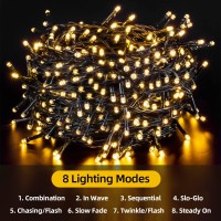 Solar String Lights Outdoor Waterproof Ultra Bright Fairy Lights 2Pack 100L 8 Modes Garden Light Christmas Tree Decorations Outdoor Lights For Christmas,Thanksgiving Yard Party Wedding (Warm White)