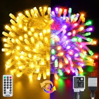 Tcamp 66Ft 200 Led Christmas Tree Lights Outdoor Indoor, Color Changing String Lights 11 Lighting Modes Remote Memory Functions For Christmas Decor (Warm White To Multicolor/ 5 Sets Connectable)