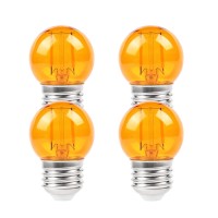 Kinur G40 Small Dim Amber Led Edison 2000K 2 Watt-15 Watt Equivalent, E26 Base Low Watt Soft Warm Light Bulbs For Healthy Sleep And Baby Nursery Light 4 Pack