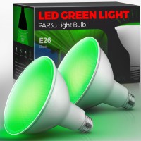 Lohas Par38 Green Flood Light Bulbs, Christmas Pure Green Led Flood Light Outdoor 120W Equivalent, Dimmable 18 Watt Colored Porch Light Bulb E26 Base For Home Holiday Lighting Party Decoration, 2 Pack