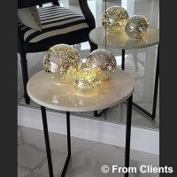 Lighted Mercury Glass Ball Table Lamp Silver Cordless Glass Orb Christmas Decor Ball Led Light Globe Modern Light Up Battery O