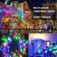 Zhouduidui Christmas Lights Outdoor, 800Led 330Ft Multicolor String Lights 8 Modes Timer Plug In Waterproof Indoor Outdoor Christmas Lights For Christmas Wedding Garden Yard Party Tree Decoration