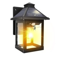 Nodfens Solar Wall Lanterns Outdoor With 3 Modes, Wireless Dusk To Dawn Motion Sensor Led Sconce Lights Ip65 Waterproof, Exterior Front Porch Security Lamps Wall Mount Patio Fence Decorative