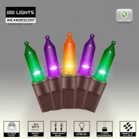 Justpro 100Lights Orange Purple And Green Extrabright With End Connectors Halloween Decorative Lights 598M Ul Certified Mini S