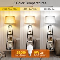 Outon Tripod Floor Lamp With Shelves Modern Shelf Floor Lamp With 3 Color Temperatures Memory Function Standing Tall Lamp Wit