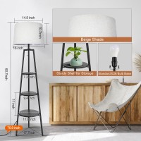 Outon Tripod Floor Lamp With Shelves Modern Shelf Floor Lamp With 3 Color Temperatures Memory Function Standing Tall Lamp Wit