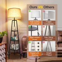 Outon Tripod Floor Lamp With Shelves Modern Shelf Floor Lamp With 3 Color Temperatures Memory Function Standing Tall Lamp Wit