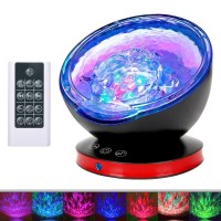 Ocean Wave Projector, Night Light Lamp12 Led Remote Control Timer 8 Colors Changing Led Kids Night Light Projector For Baby Children Adult Bedroom Living Room Decorations