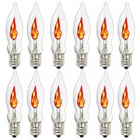 Couah Flicker Flame Light Bulb, Clear Flame Tip Candelabra Replacement Bulbs, 120 Volts, E12 Flame Candelabra Base Bulbs, 12 Pack