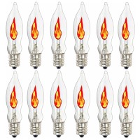 Couah Flicker Flame Light Bulb, Clear Flame Tip Candelabra Replacement Bulbs, 120 Volts, E12 Flame Candelabra Base Bulbs, 12 Pack