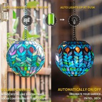 Vcuteka Hanging Solar Lanterns Mosaic Solar Lights With Hook Up Outdoor Solar Garden Lights Decor For Yard Tree Fence Patio