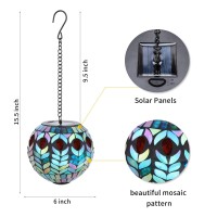 Vcuteka Hanging Solar Lanterns Mosaic Solar Lights With Hook Up Outdoor Solar Garden Lights Decor For Yard Tree Fence Patio