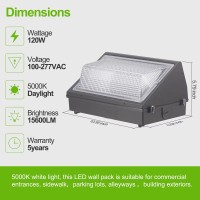 Paktonvo 120W Led Wall Pack Light Dusk To Dawn, 15600Lm 5000K Daylight Commercial Security Lighting,800-1000W Mh Equivalent, 100-277V,Etl Certified Outdoor Led Wall Pack For Parking Lot Doorway House