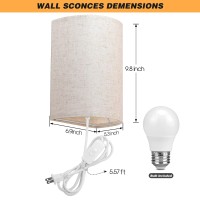 Plug In Wall Sconce, 3 Color Wall Sconces Set Of Two, Industrial Wall Lamp With Plug In Cord, Rustic Wall Sconce Fixture, On/Off Switch Vintage Wall Light Fixture For Headboard Bedroom Porch (Beige)