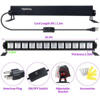 Tigqiang 38W Upgraded Led Black Light, Flood Blacklight Bar With Switch+Plug+5Ft Cord, Light Up 23X23Ft Area, Glow Light Supplies For Halloween Home Wall Valentines Day Decorations Fluorescent Party