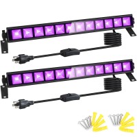 Tigqiang 2 Pack Led Black Light, Blacklight Bar Light Up To 1200Ft Area With Switch+Plug+5Ft Cable, Glow Party Light Supply For Halloween, Fluorescent Poster, Body Paint, Birthday, Bedroom, Classroom