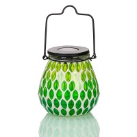 Afirst Mosaic Solar Lanterns Outdoor - Glass Solar Hanging Lights Hollow Out Waterproof Outdoor Decorative For Garden, Patio, Holiday Party Outdoor Decoration