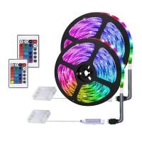 Sinzau 2M Battery Powered Led Strip Lights Led Strip With 24 Keys Remote Control For Party And Diy Decoration 2 Pack