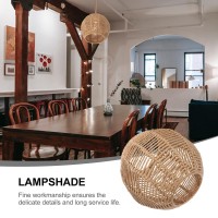 Angoily 3Pcs Woven Pendant Light Shade, E27 Natural Simple Hand Weaved Pendant Light, Ceiling Rattan Hanging Lamp Shade, Farmhouse Hanging Lamp, Rattan Chandelier Pendant Light(5.89X5.89X5.5Inch)