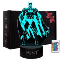 Pwwj Batman 3D Night Light Acrylic Led 16 Color Changing Touch With Remote Control The Batman Lamp Batman Stuff For Boys Room De