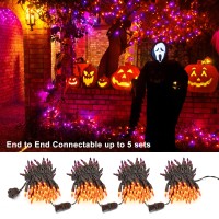 Odeetronic Orange Halloween Lights, 65.6Ft 200 Led Outdoor Orange Lights String Connectable, 8 Modes Halloween String Lights Waterproof For Indoor Room Patio Party Tree Decor, Black Wire