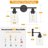 Licperron 2Light Bathroom Vanity Light Fixtures Modern Black Bathroom Vanity Lights Over Mirror With Clear Glass Shade Indust