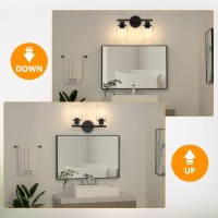 Licperron 2Light Bathroom Vanity Light Fixtures Modern Black Bathroom Vanity Lights Over Mirror With Clear Glass Shade Indust