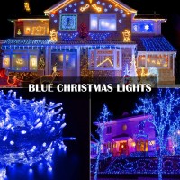 Zhouduidui Blue Christmas Lights Outdoor, 800Led 330Ft Blue String Lights, 8 Modes Plug In Waterproof Indoor Outdoor Christmas Lights For Christmas Wedding Party Bedroom Garden Yard Tree Decoration