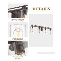 4Light Bathroom Light Fixtures Hwh Farmhouse Vanity Wall Sconce In Oilrubbed Bronze Finish With Clear Glass Shade 5Hlt63B4W