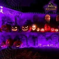 Qitong 2 Pack Purple Solar Halloween Lights Outdoor Waterproof Each 66Ft 200 Led Halloween Fairy Lights 8 Modes Silver Wire So