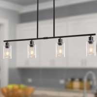 Yarlkav Kitchen Island Lighting 4 Lights Linear Chandeliers Pendant Light Fixtures For Dining Room Farmhouse Hanging Light With