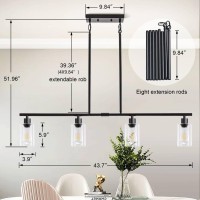 Yarlkav Kitchen Island Lighting 4 Lights Linear Chandeliers Pendant Light Fixtures For Dining Room Farmhouse Hanging Light With