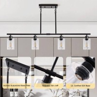 Yarlkav Kitchen Island Lighting 4 Lights Linear Chandeliers Pendant Light Fixtures For Dining Room Farmhouse Hanging Light With