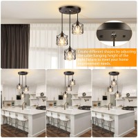 Licperron Industrial 3Light Pendant Light Adjustable Kitchen Hanging Ceiling Light Fixtures With Metal Cage Black Farmhouse P