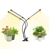 Ipower Led Grow Lights With Full Spectrum Plant Growing Lamp For Indoor Plant, 3 Modes Timing Function, 3 Tubes, Yellow