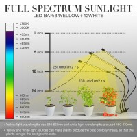 Ipower Led Grow Lights With Full Spectrum Plant Growing Lamp For Indoor Plant, 3 Modes Timing Function, 3 Tubes, Yellow