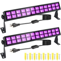 Pizhlo 2 Pack 60W Led Black Light Bar, 60 Leds Blacklight Flood Light With Switch, Plug And 5Ft Cable, Light Up 32X32Ft, For Party, Stage Lighting, Body Paint, Fluorescent Poster, Halloween