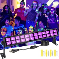 Pizhlo 60W Led Black Light Bar, 60 Leds Blacklight Flood Light With Switch, Plug And 5Ft Cable, Light Up 32X32Ft, For Party, Stage Lighting, Body Paint, Fluorescent Poster, Halloween