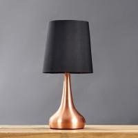 Pair Of - Minisun Modern Copper Teardrop Touch Table Lamps With Black Fabric Shades