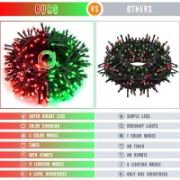 Jmexsuss Red And Green Solar Halloween Lights Outdoor Waterproof 2 Pack 100 Led 427Ft Color Changing Christmas Lights 8 Modes